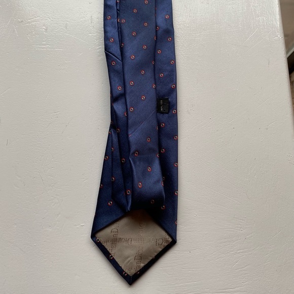 Christian Dior Silk Blue and Red Dot NeckTie - Picture 3 of 6